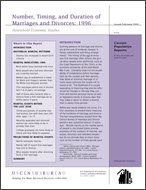 Number, Timing, and Duration of Marriages and Divorces: 1996