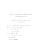 Some Effects of Gender on the Meaning of "Work":  An Empirical