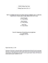The Use of Administrative Records and the American Community Survey to Study the Characteristics of Undercounted Young Children in the 2010 Census