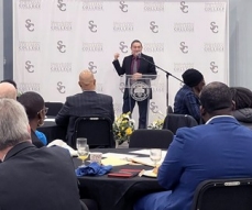 Director addressing students at Stillman College in Tuscaloosa, Alabama