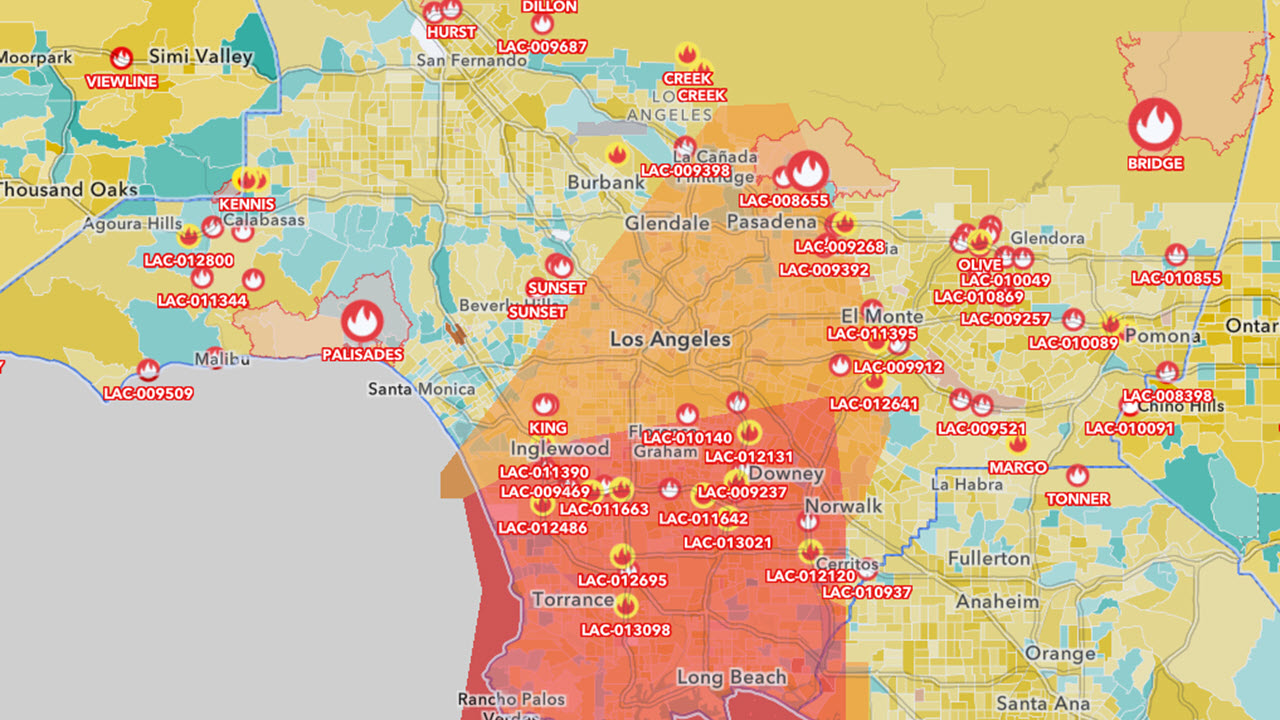2025 Los Angeles Wildfires from My Community Explorer