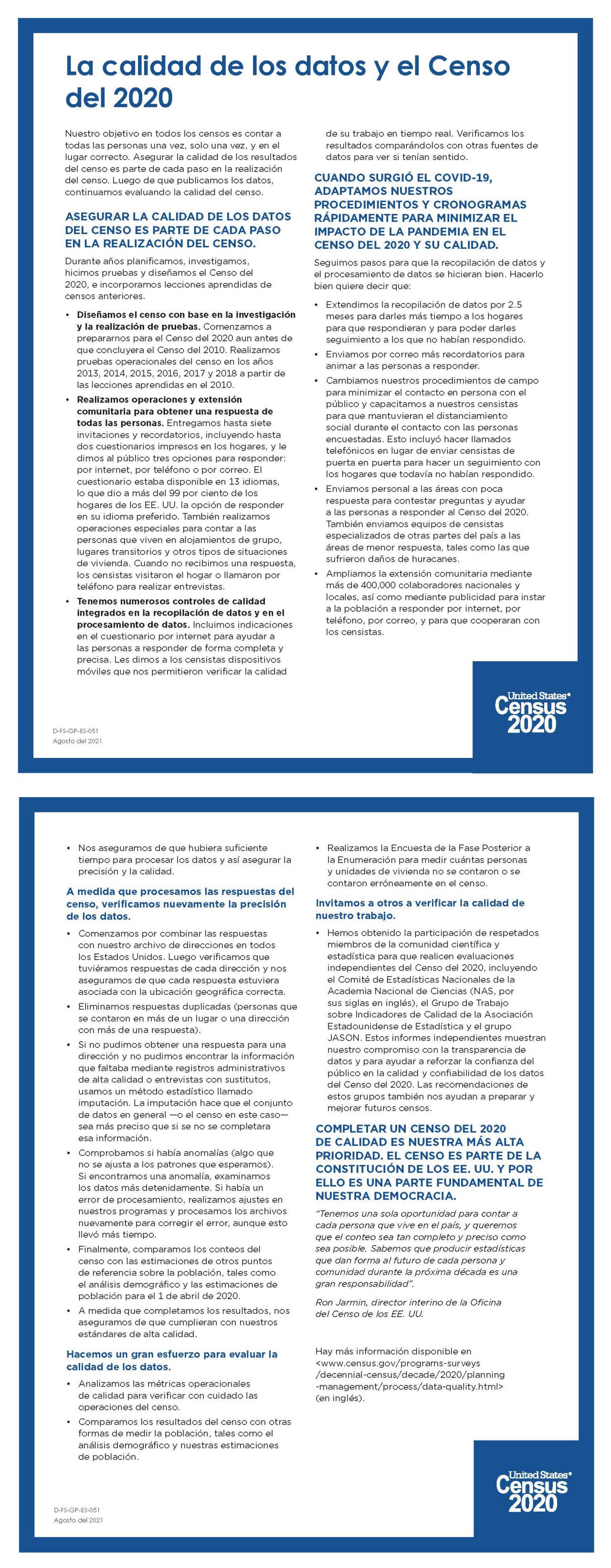 La calidad de los datos y el Censo