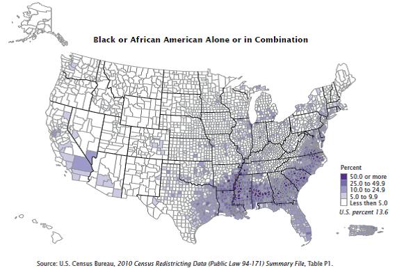 Black or African American Population as a Percent of County Population: 2010
