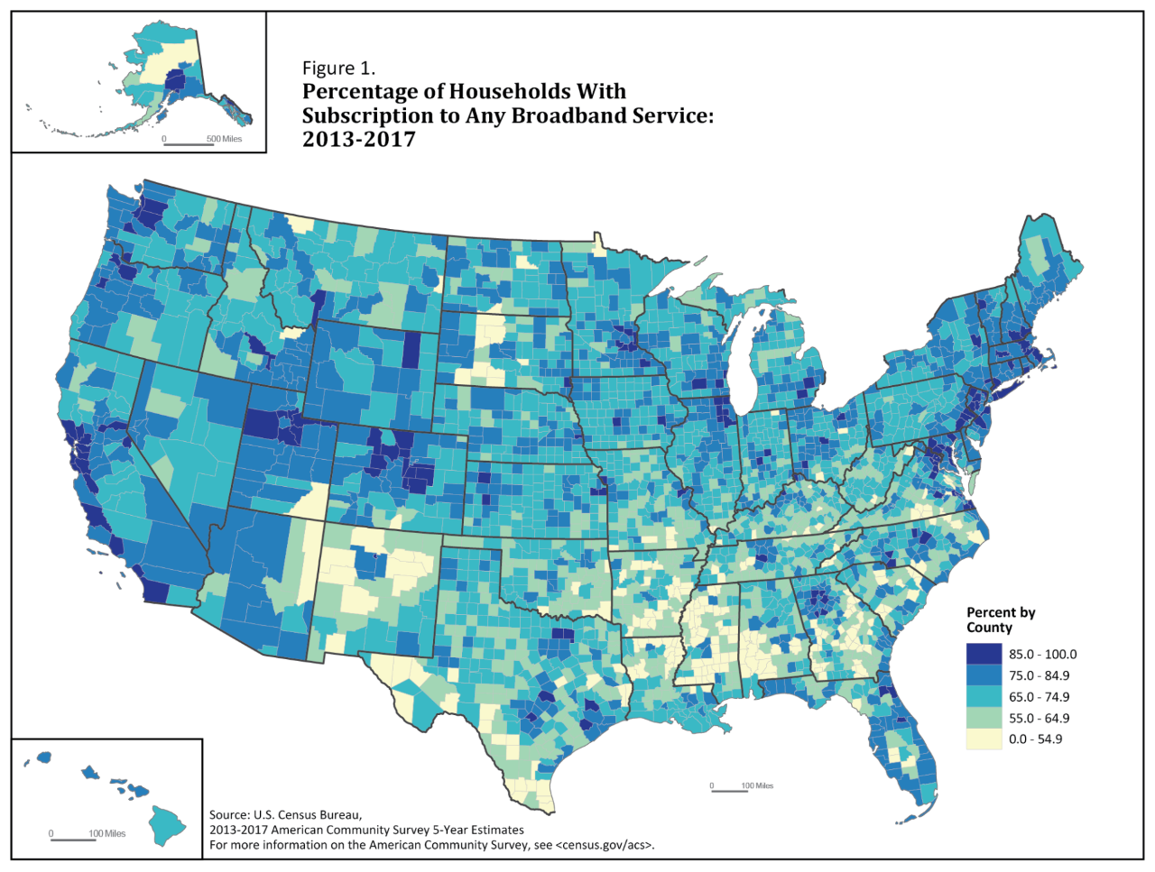 Figure 1. Percentage of Households With Subscription to Any Broadband Service: 2013-2017