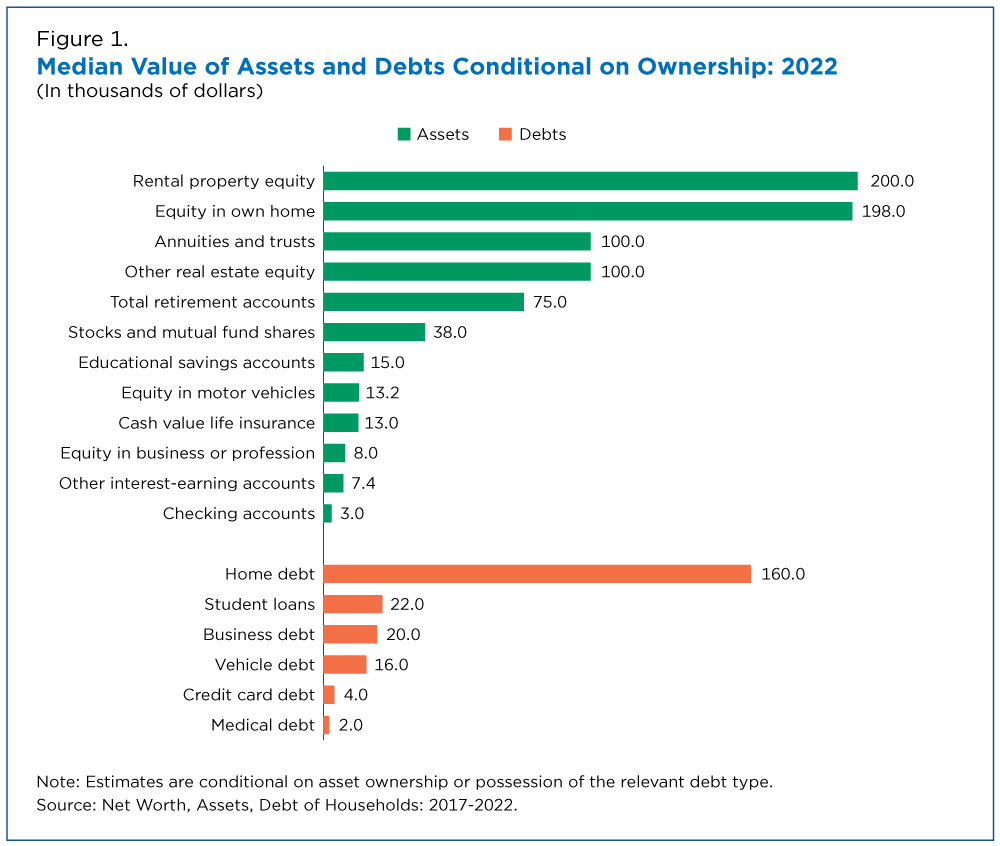 Figure 1. Median Value of Assets and Debts Conditional on Ownership: 2022