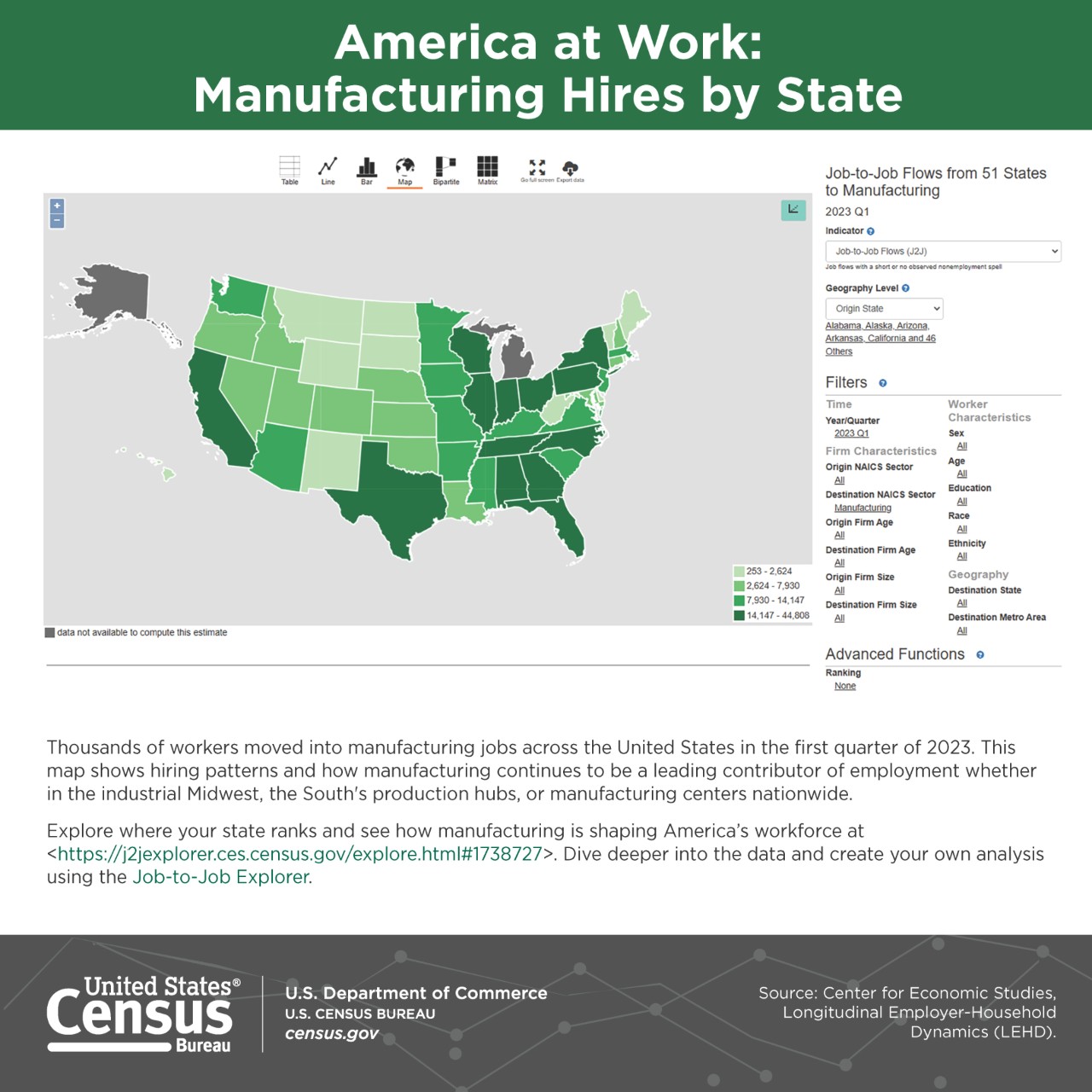 America at Work: Manufacturing Hires by State