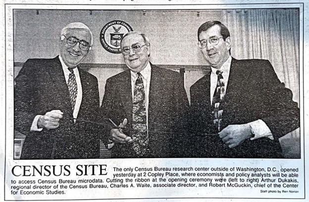 Photo of newspaper clipping: Ribbon cutting, Boston FSRDC, 1994