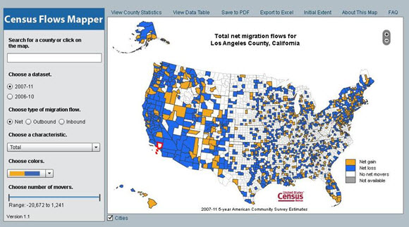 Screenshot of the Census Flows Mapper
