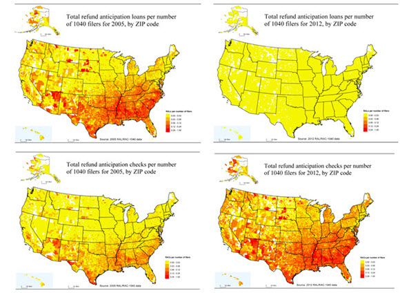 Maps showing the withdrawal from the RAL market and the increase in the RAC market between 2005 and 2012