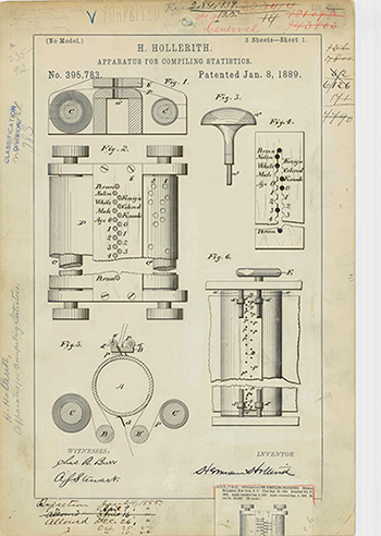 Herman Hollerith's 1889 Patent No. 395,781 - ART OF COMPILING STATISTICS