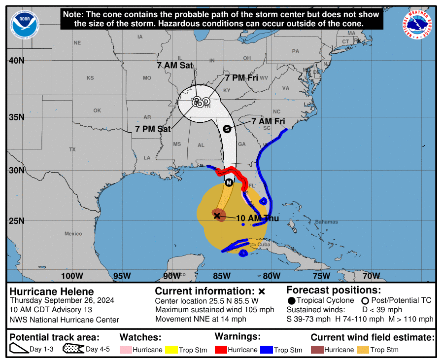 Hurricane Helen (as of 9/26/2024)